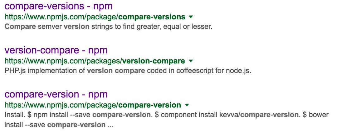 Need a module to compare versions? How about all the possible ones?